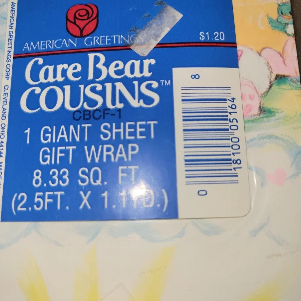 Vintage American Greetings‎ Care Bear Cousins Birthday Gift Wrap 1 Giant Sheet